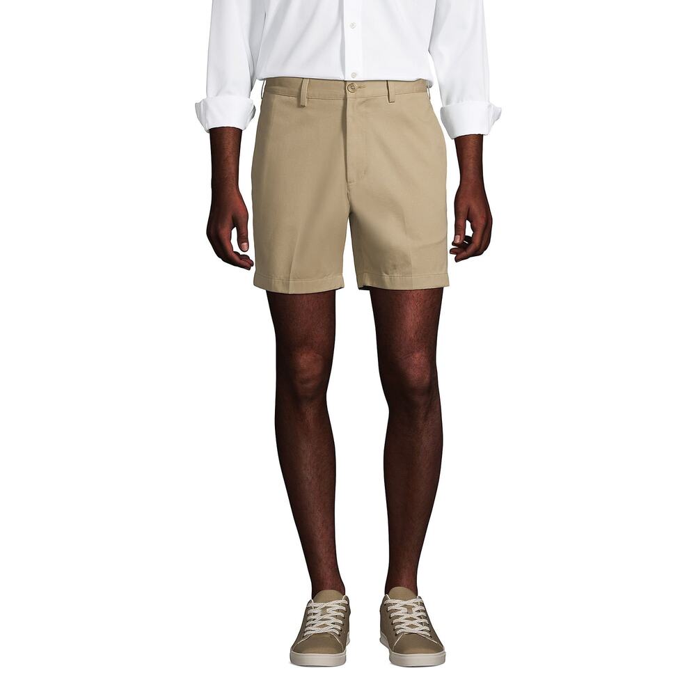 Lands End Traditional Fit Khaki Shorts Bermuda Flat Front Men's size 37 - Picture 1 of 4
